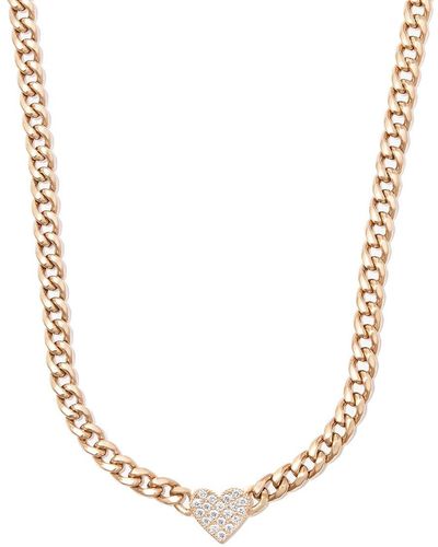 Zoe Chicco 14kt Yellow Gold Diamond Pave Heart Chain Necklace - Natural