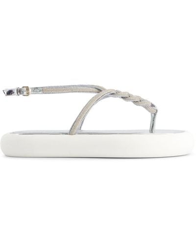 Giambattista Valli Crystal-embellished Flatform Sandals - White