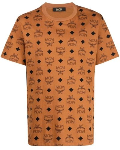 MCM T-shirt en coton à motif monogrammé - Orange