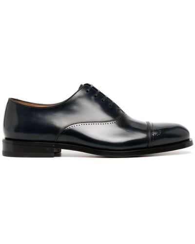 Ferragamo Brushed Leather Oxford Shoes - Black