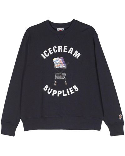ICECREAM Logo-print Cotton Sweatshirt - Blue