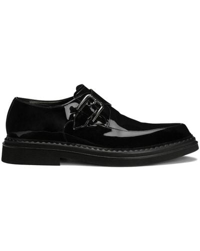 Dolce & Gabbana Leather Buckle Monk Shoes - Black