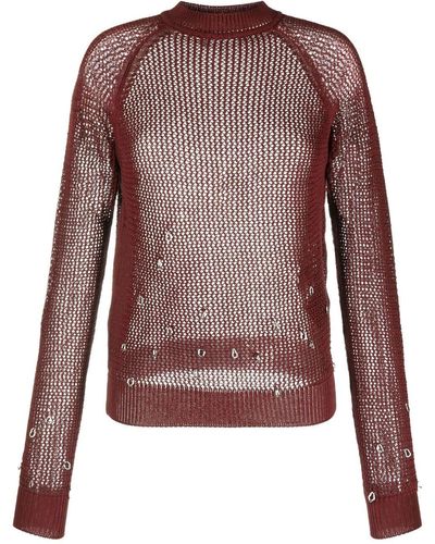 DURAZZI MILANO Bead-embellished Open-knit Jumper - Brown