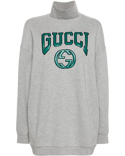 Gucci Katoenen Sweater Met Logopatch - Grijs