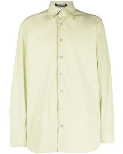 Raf Simons Mesh-panel Cotton Shirt - Natural