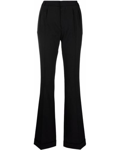 Saint Laurent Pantalon de tailleur évasé à plis - Noir