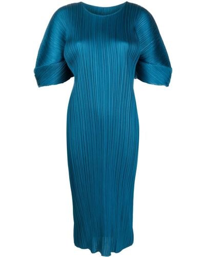 Pleats Please Issey Miyake August Pleated Midi Dress - Blue