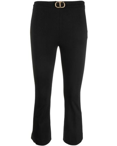 Twin Set Cropped Tailored Pants - Black