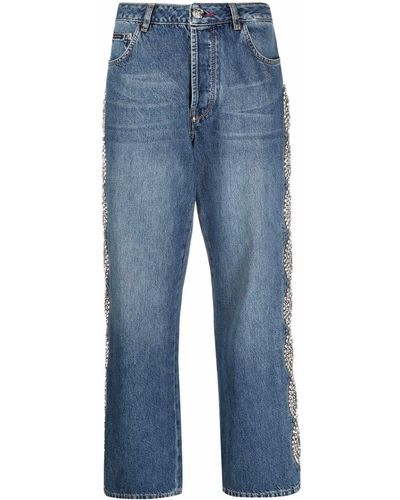 Philipp Plein Jeans a gamba ampia Crystal Cable - Blu