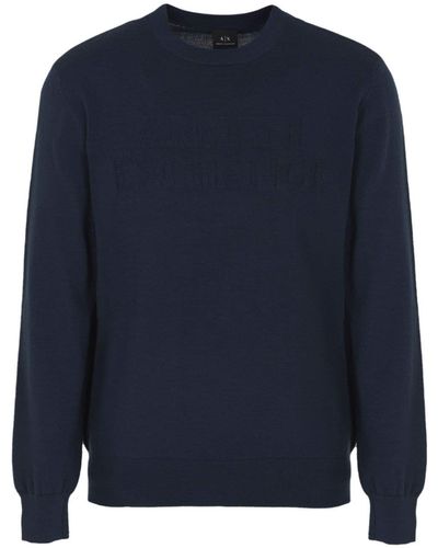 Armani Exchange ロゴインターシャ セーター - ブルー