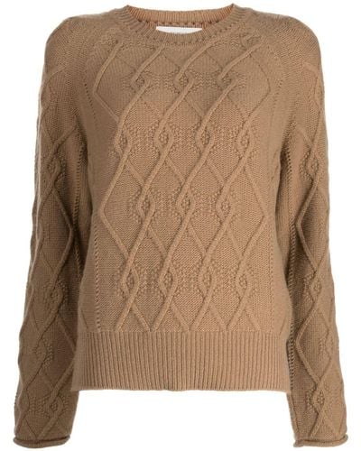 Pringle of Scotland Cable-knit Wool-blend Sweater - Brown