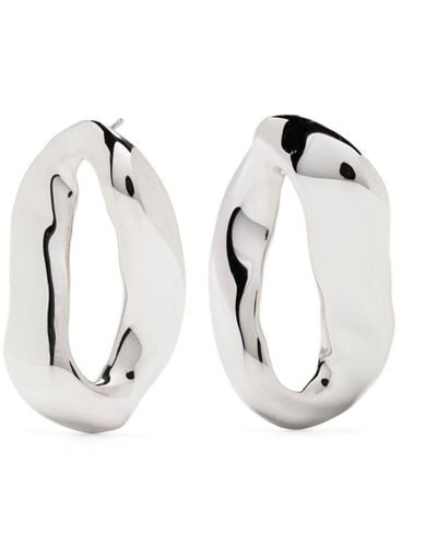 Marni Asymmetric Oval Metal Earrings - Metallic