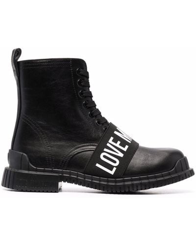 Love Moschino Logo-strap Ankle Boots - Black