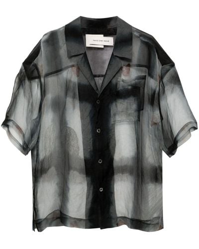 Feng Chen Wang Camicia semi trasparente con stampa - Nero