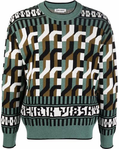 Henrik Vibskov Patterned Organic Cotton Sweater - Green
