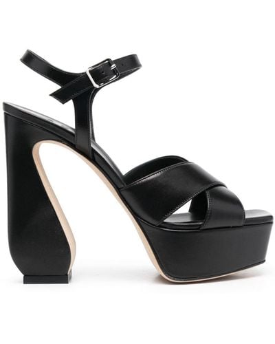 SI ROSSI Sculpted-heel Sandals - Black