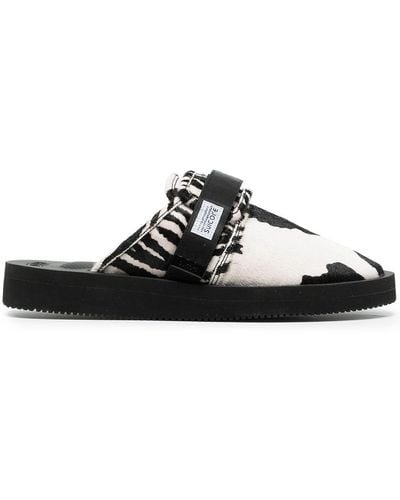 Suicoke Mix-print Calf Hair Sandals - Black