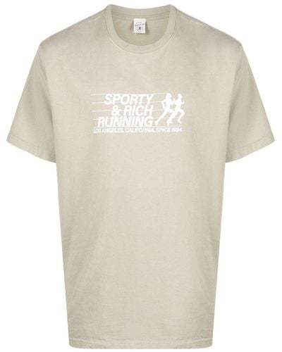 Sporty & Rich T-shirt running beige in cotone - Neutro
