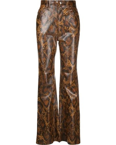 Nanushka Pantalones rectos con motivo de piel de serpiente - Marrón