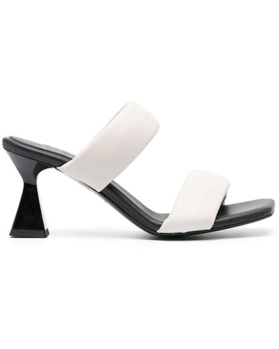 HUGO Double-strap 80mm Leather Mules - White