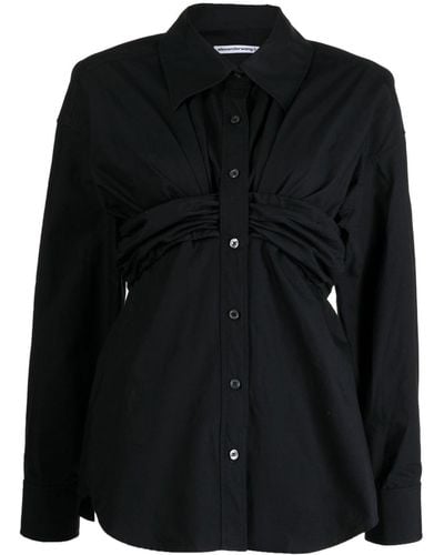 Alexander Wang Ruched-detail Cotton Shirt - Black