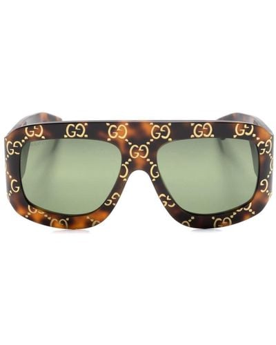 Gucci GG Monogram Pilot-frame Sunglasses - Green