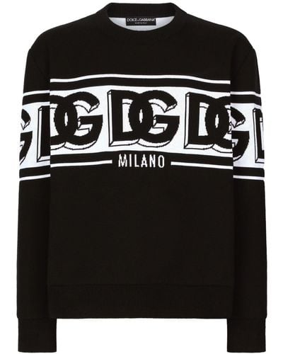 Dolce & Gabbana Jersey con logo en intarsia - Negro