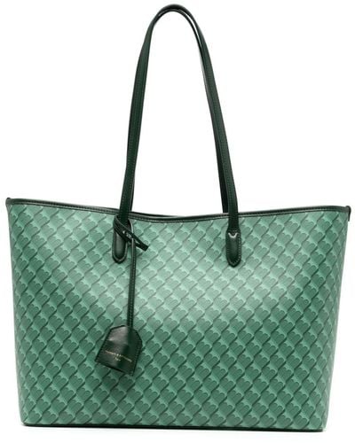 Tammy & Benjamin Monogram-pattern Leather Tote Bag - Green