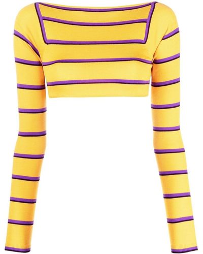 Emilio Pucci Stripe-jacquard Wool Cropped Top - Yellow