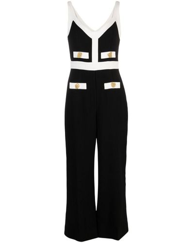 Moschino V-neck Gold-buttons Jumpsuit - Black