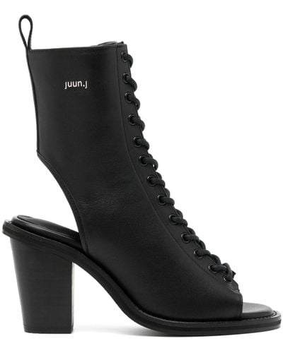 Juun.J 80mm Open-toe Leather Boots - Black