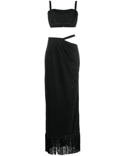 Rayane Bacha Cut-out Metallic Maxi Dress (set Of Two) - Black