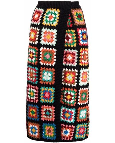 Alanui Crochet-design Skirt - Black