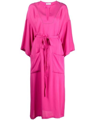 Fabiana Filippi Belted Long-sleeved Midi Dress - Pink