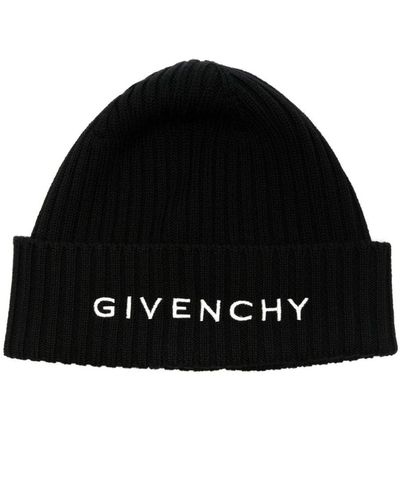 Givenchy Bonnet nervuré à logo imprimé - Noir