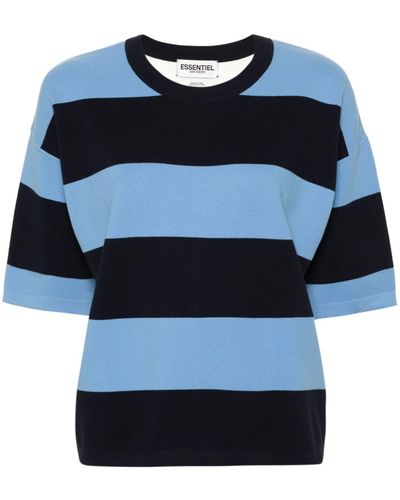 Essentiel Antwerp Contrast striped short-sleeved jumper - Blu