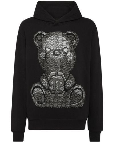 Philipp Plein Teddy Bear-print Cotton Hoodie - Black