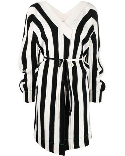 Bottega Veneta Striped Knitted Wrap Dress - Black