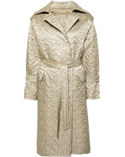 Moncler Detachable-sleeves Quilted Midi Coat - Natural