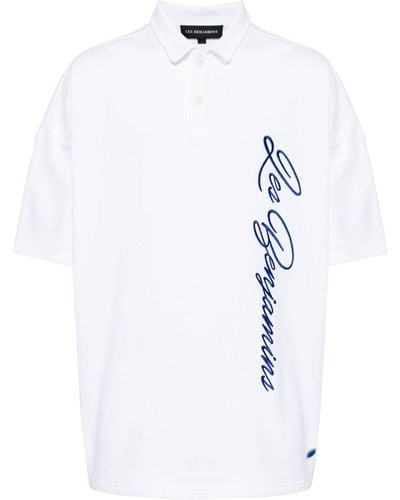 Les Benjamins Poloshirt mit Logo-Print - Weiß