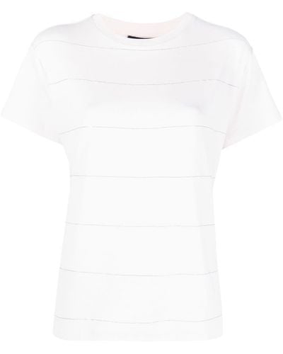 Fabiana Filippi Camiseta con cuentas y manga corta - Blanco