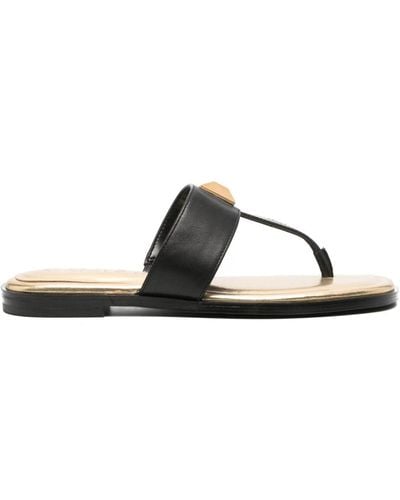 Guess USA Logo-engraved Leather Sandals - Black