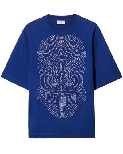 Off-White c/o Virgil Abloh T-shirt Met Print - Blauw