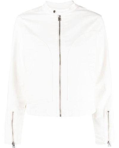 Izzue Veste en jean à patch logo - Blanc