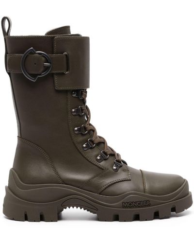Moncler Larue Lace-up Leather Boots - Brown