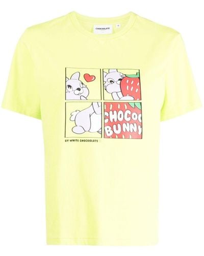Chocoolate T-Shirt mit Cartoon-Print - Gelb