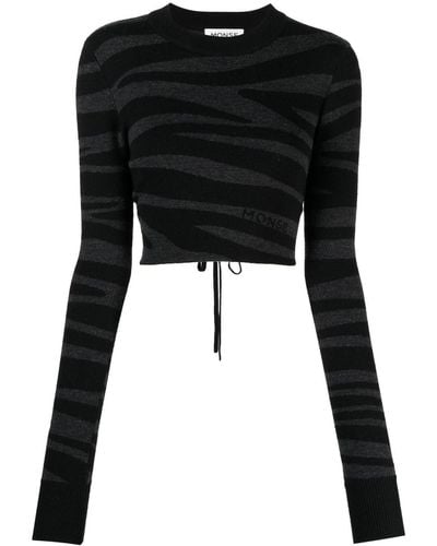 Monse Zebra-knit Cropped Jumper - Black