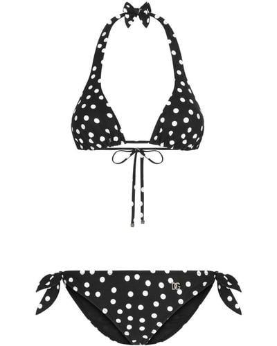 Dolce & Gabbana Polka Dot Bikini Set - Black