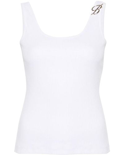 Blumarine Camiseta de tirantes con aplique del logo - Blanco
