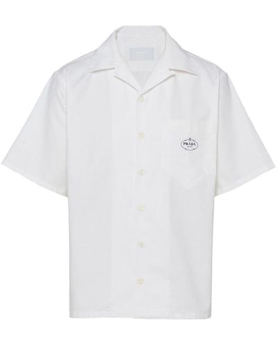 Prada Camisa con logo estampado - Blanco